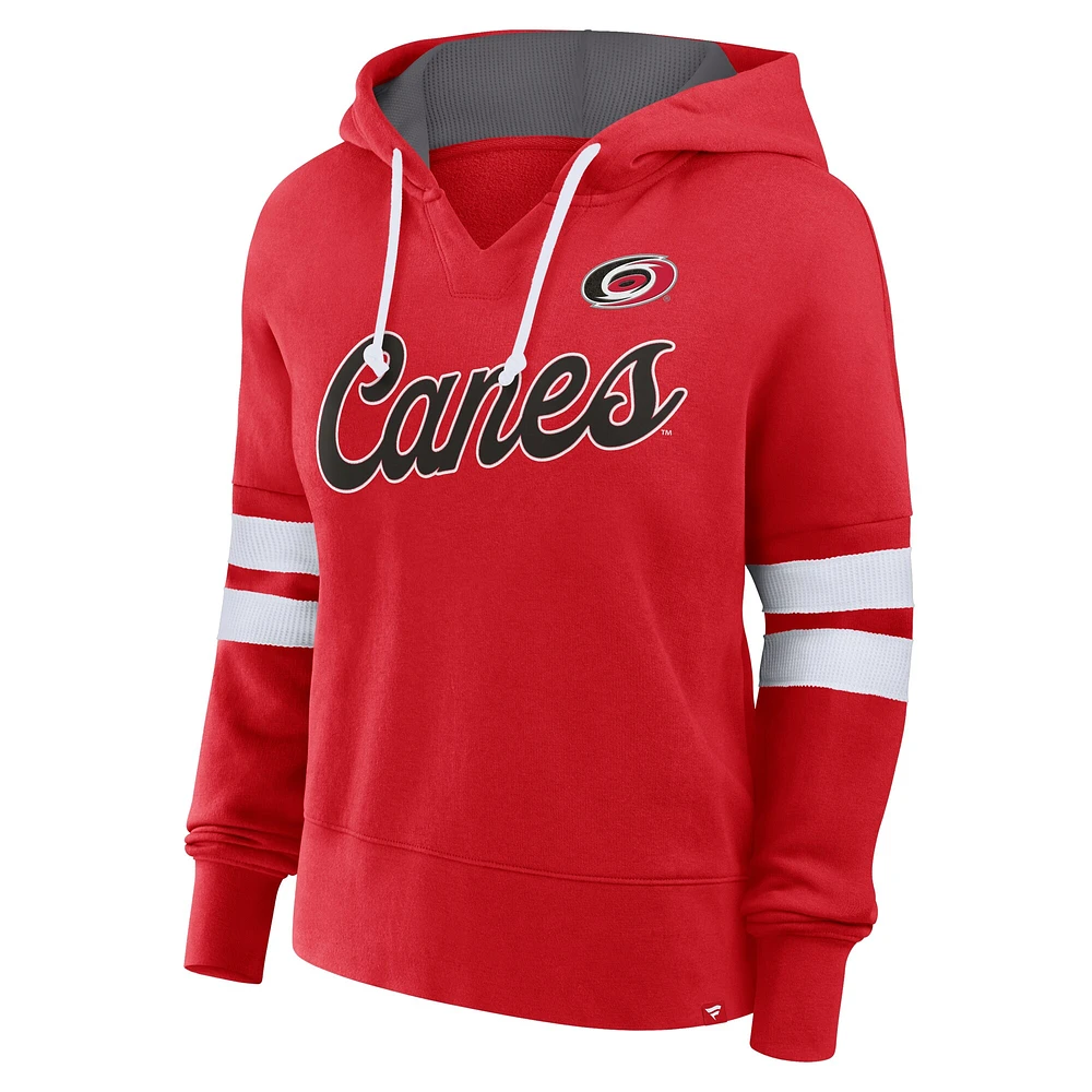 Sweat à capuche surdimensionné rouge Carolina Hurricanes Fanatics pour femmes