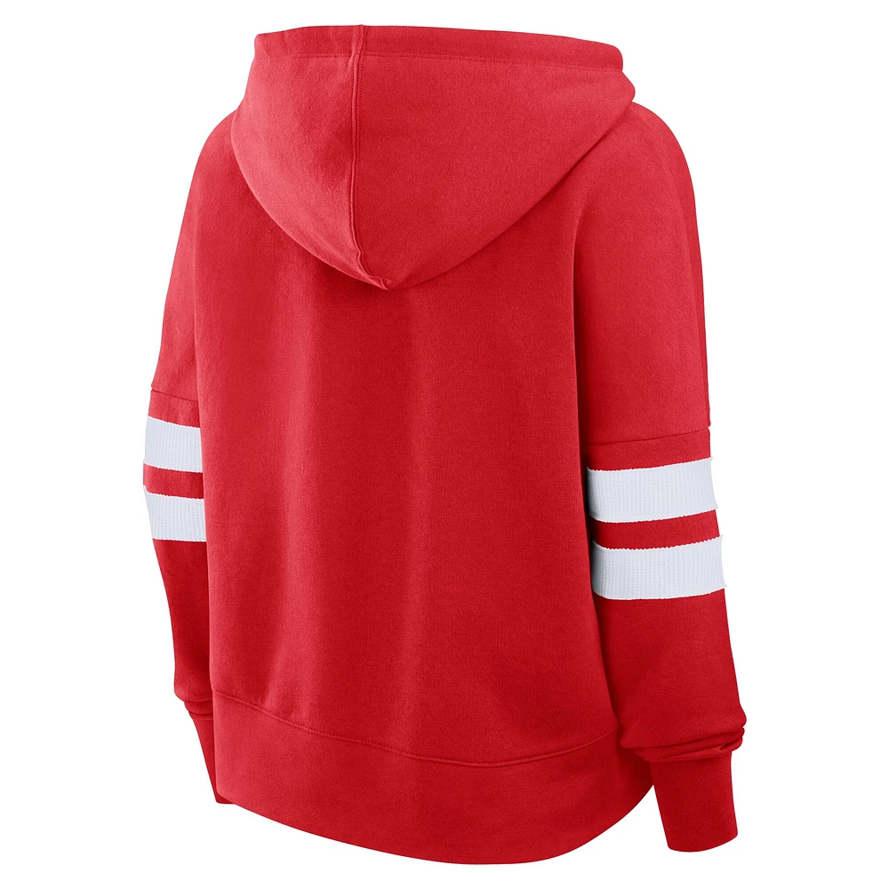 Sweat à capuche surdimensionné rouge Carolina Hurricanes Fanatics pour femmes