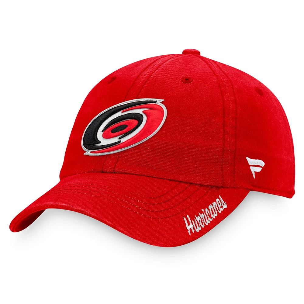 Casquette réglable avec logo principal Fanatics Red Carolina Hurricanes pour femmes