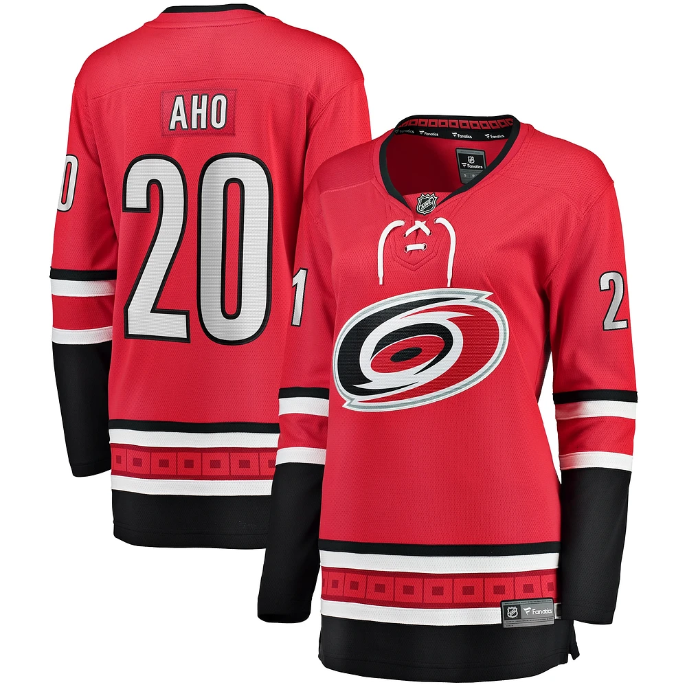 Fanatics pour femmes Sebastian Aho, maillot de joueur alternatif des Hurricanes la Caroline, rouge