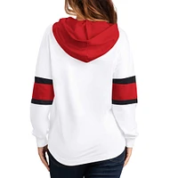 Women's G-III 4Her by Carl Banks White/Red Carolina Hurricanes Goal Zone Long Sleeve Lace-Up Hoodie T-Shirt