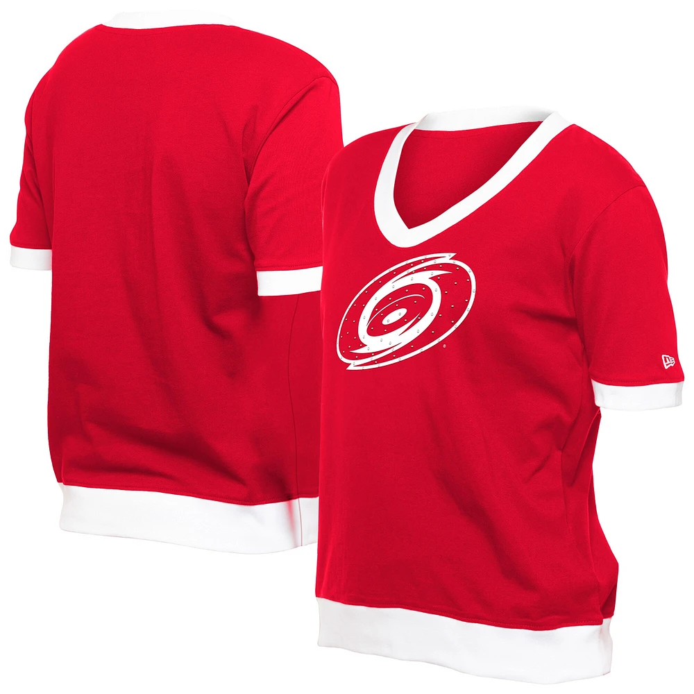 Women's New Era Red Carolina Hurricanes Game Day Rhinestuds T-Shirt