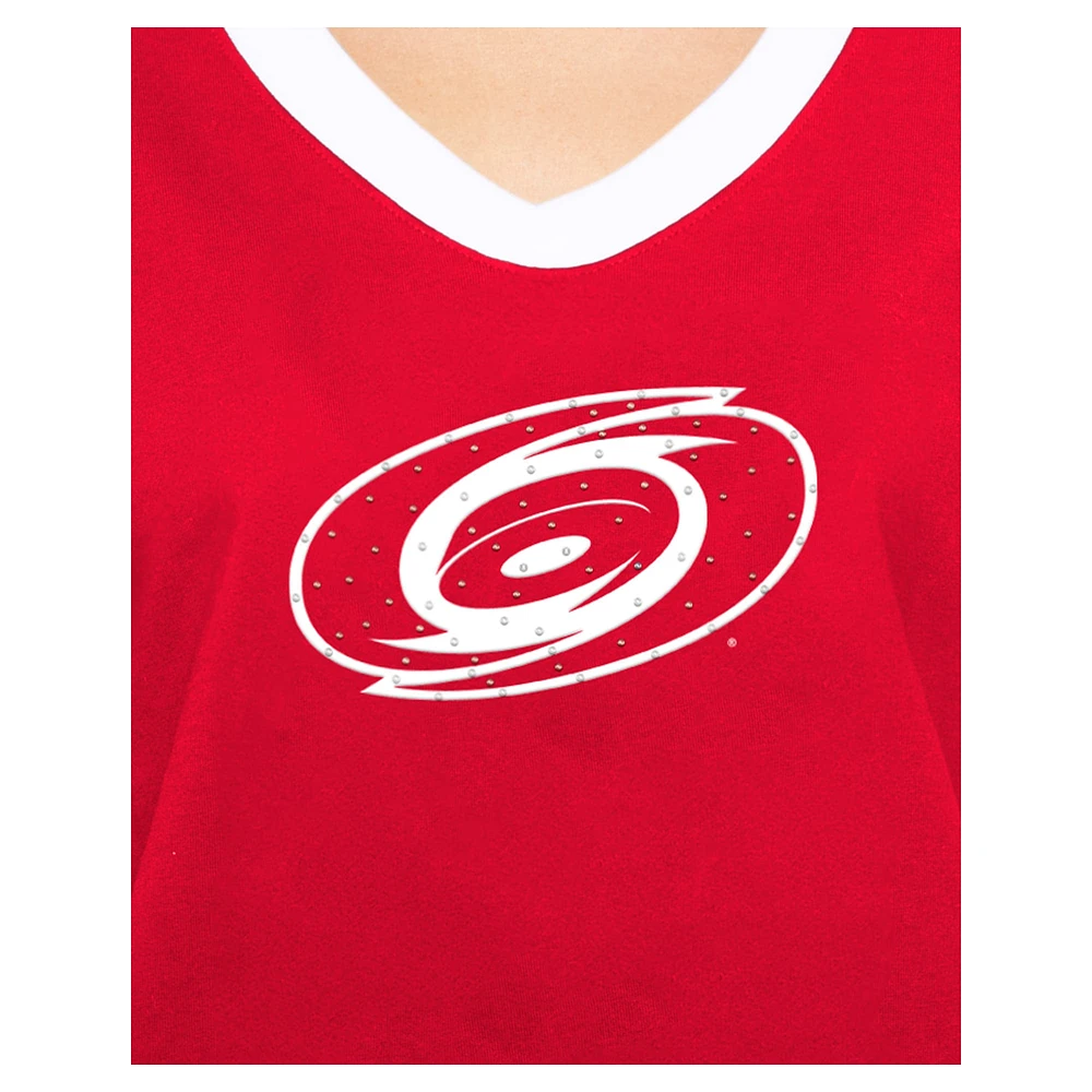 Women's New Era Red Carolina Hurricanes Game Day Rhinestuds T-Shirt
