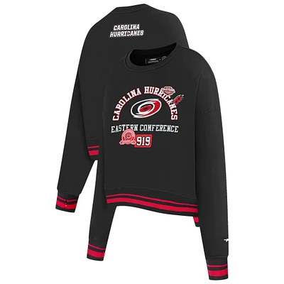 Women's Pro Standard  Black Carolina Hurricanes Area Code Cropped Pullover Sweatshirt