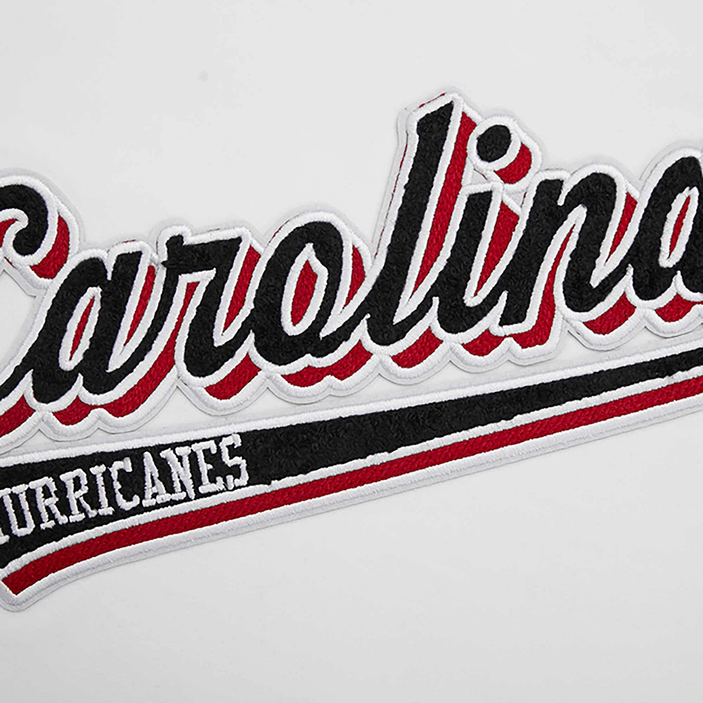 Women's Pro Standard White Carolina Hurricanes Boxy Script Tail Cropped T-Shirt