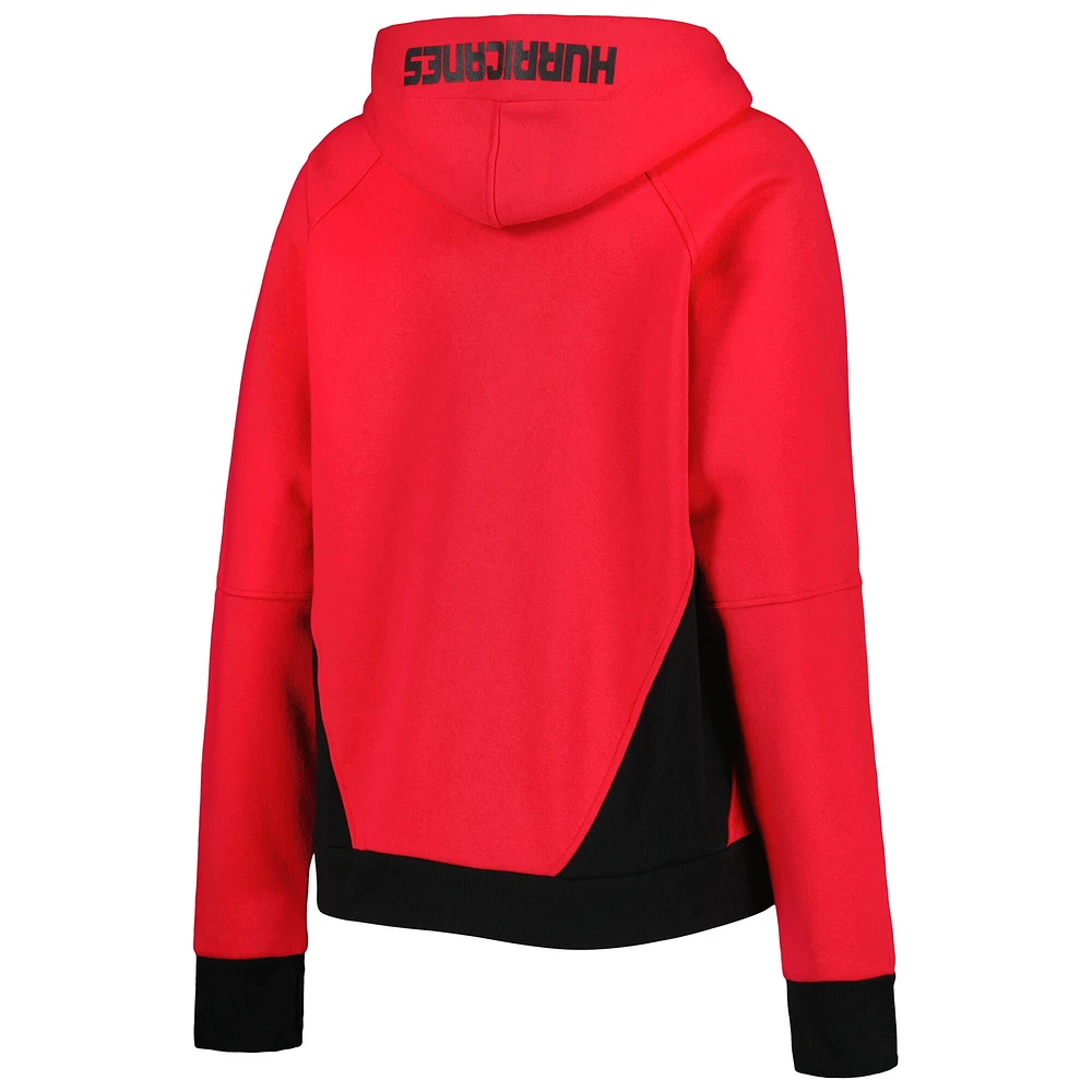 Chandail à capuchon demi-zip Wishbone des Hurricanes de la Caroline Starter rouge pour femme