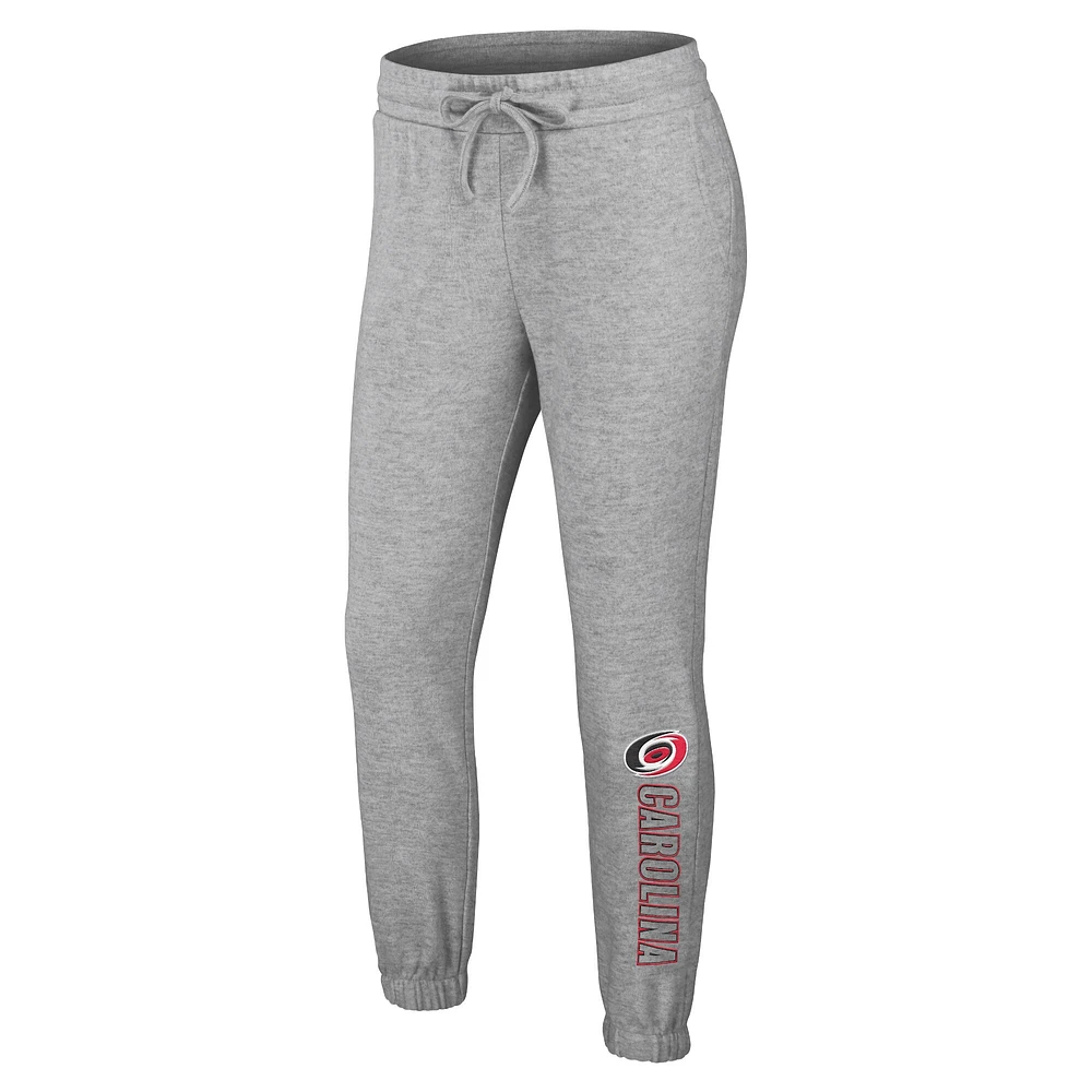 Women's WEAR by Erin Andrews Heather Gray Carolina Hurricanes Knit Long Sleeve Tri-Blend T-Shirt & Pants Sleep Set