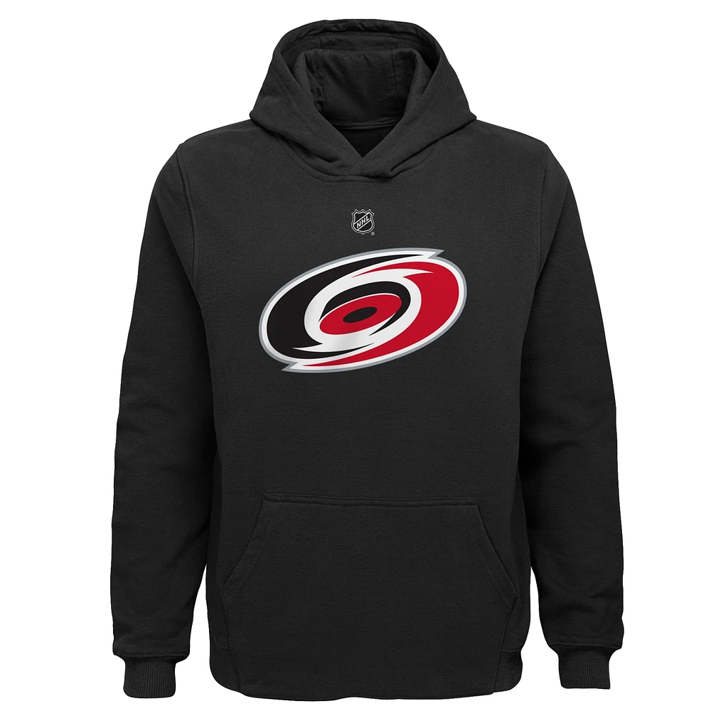 Youth Black Carolina Hurricanes Primary Logo Pullover Hoodie