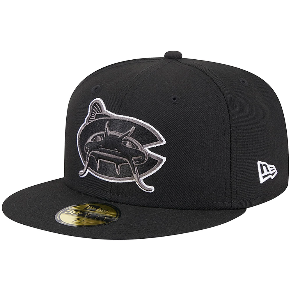 Men's New Era Black Carolina Mudcats Theme Nights Blackout  59FIFTY Fitted Hat