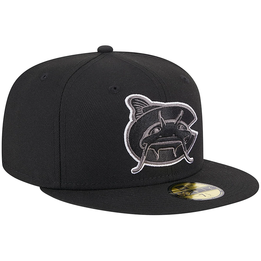 Men's New Era Black Carolina Mudcats Theme Nights Blackout  59FIFTY Fitted Hat