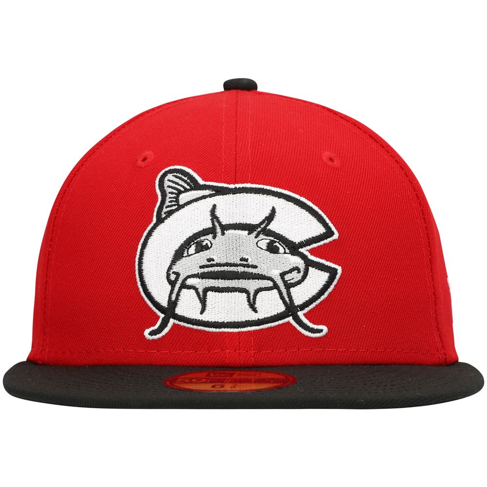 Men's New Era Red Carolina Mudcats Authentic Collection Road 59FIFTY Fitted Hat