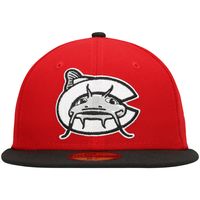 Men's New Era Red Carolina Mudcats Authentic Collection Road 59FIFTY Fitted Hat