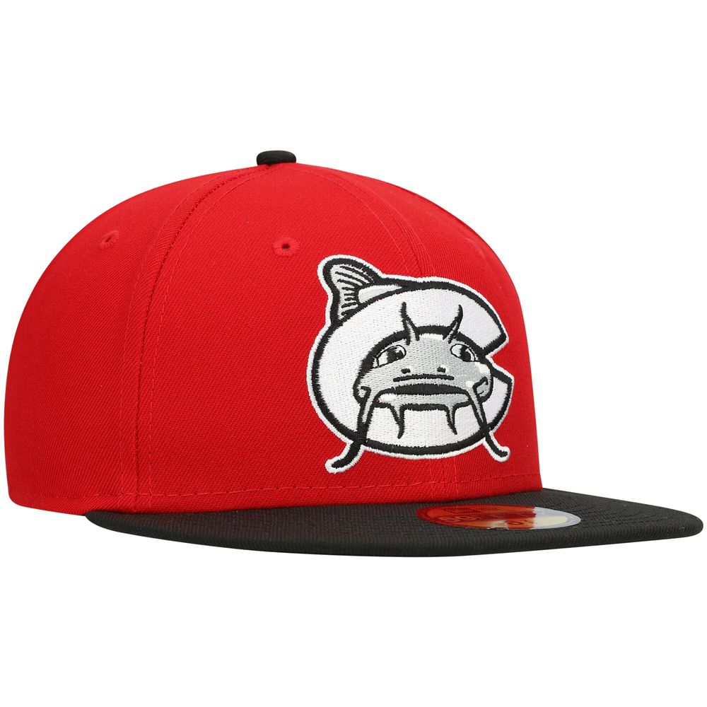 Men's New Era Red Carolina Mudcats Authentic Collection Road 59FIFTY Fitted Hat