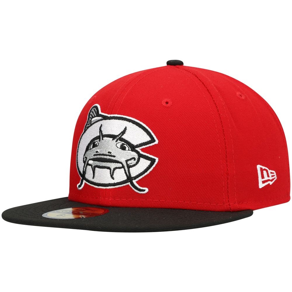 Men's New Era Red Carolina Mudcats Authentic Collection Road 59FIFTY Fitted Hat