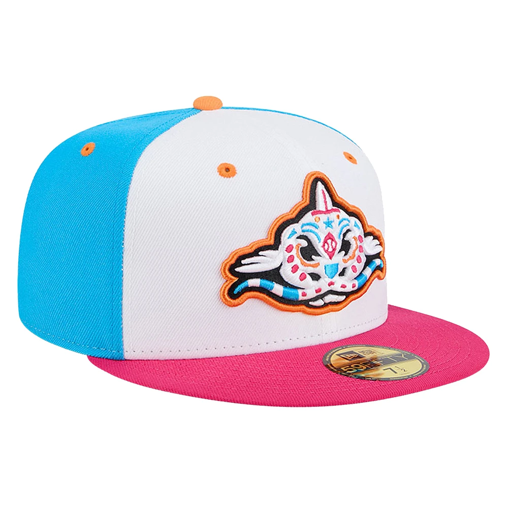 Men's New Era White Carolina Mudcats Copa de la Diversión 59FIFTY Fitted Hat