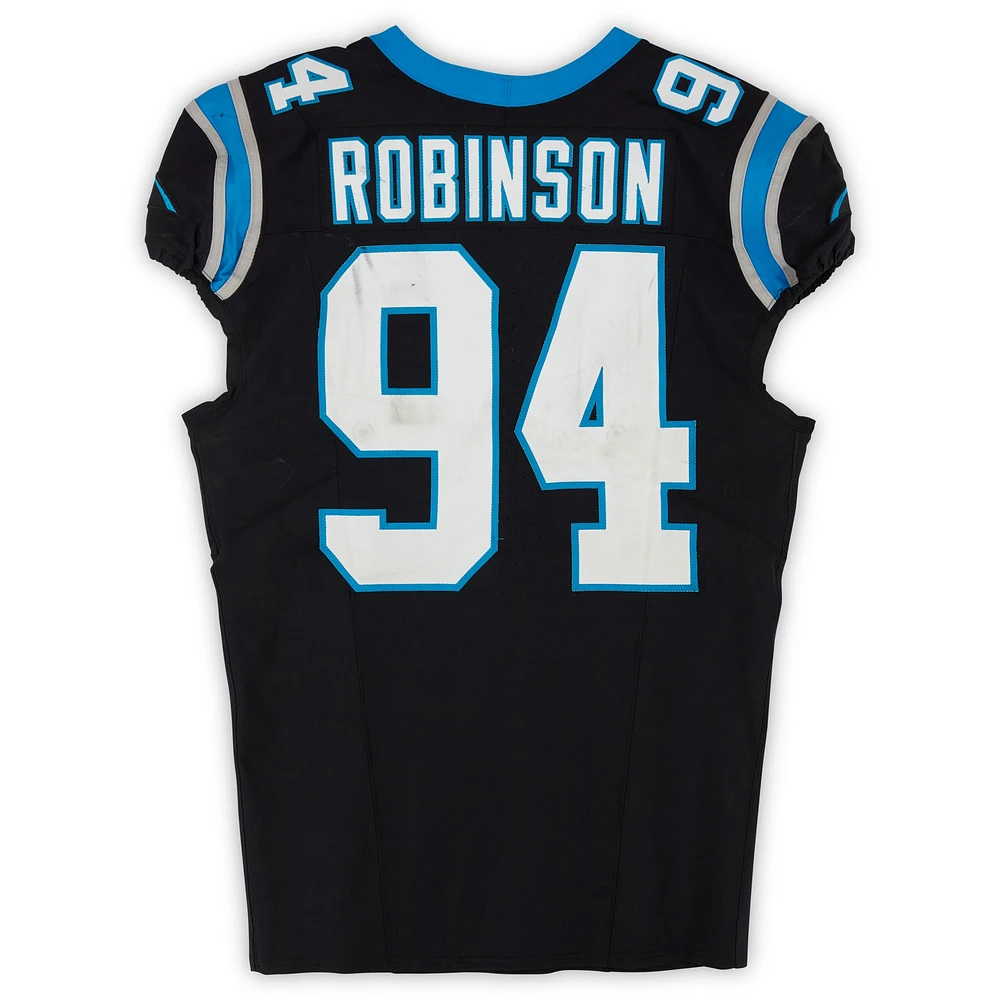 A'Shawn Robinson Carolina Panthers Game-Used #94 Black Nike Jersey vs. Arizona Cardinals on December 22, 2024