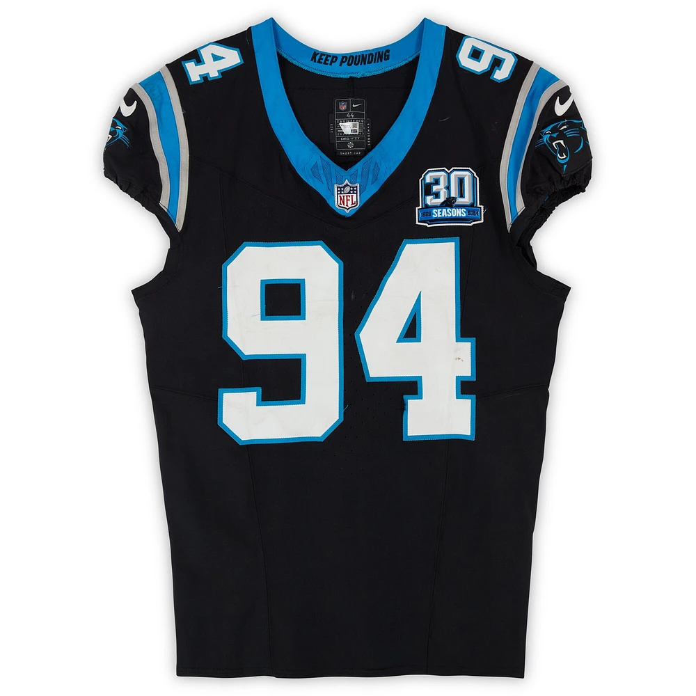 A'Shawn Robinson Carolina Panthers Game-Used #94 Black Nike Jersey vs. Arizona Cardinals on December 22, 2024