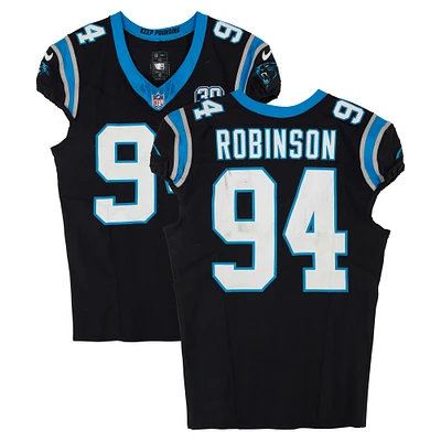 A'Shawn Robinson Carolina Panthers Game-Used #94 Black Nike Jersey vs. Arizona Cardinals on December 22, 2024