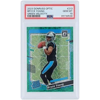 Bryce Young Carolina Panthers 2023 Panini Donruss Optic Green Velocity Prizm #213 PSA Authenticated 10 Rookie Card