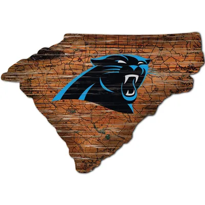Carolina Panthers 23.5" x 23.5" Distressed State with Logo Sign