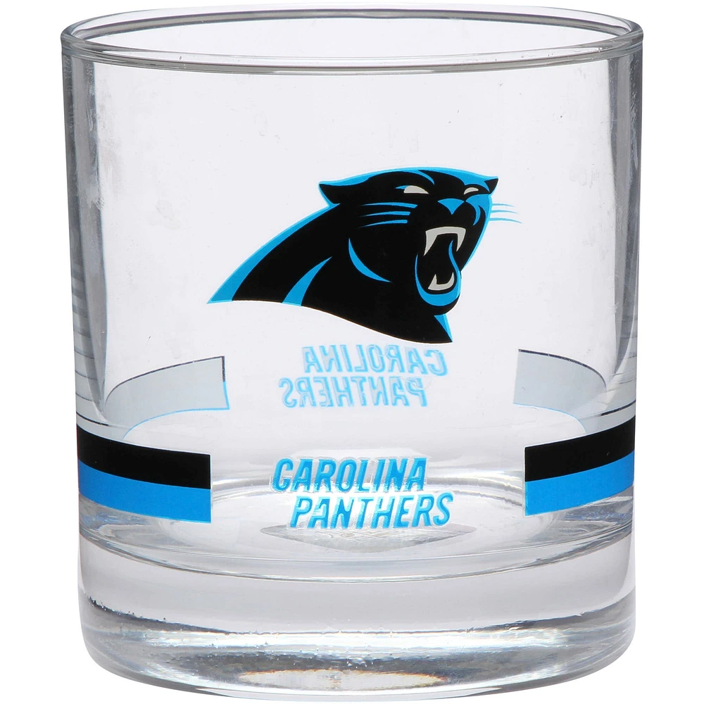 Carolina Panthers Banded Rocks Glass