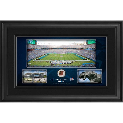 Carolina Panthers Framed 10" x 18" Stadium Panoramic Collage with Game-Used Football - Limited Edition of 500