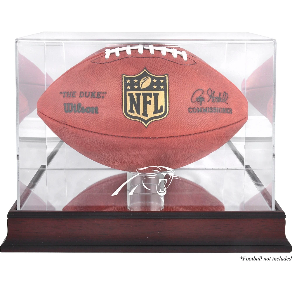 Carolina Panthers Mahogany Football Logo Display Case with Mirror Back