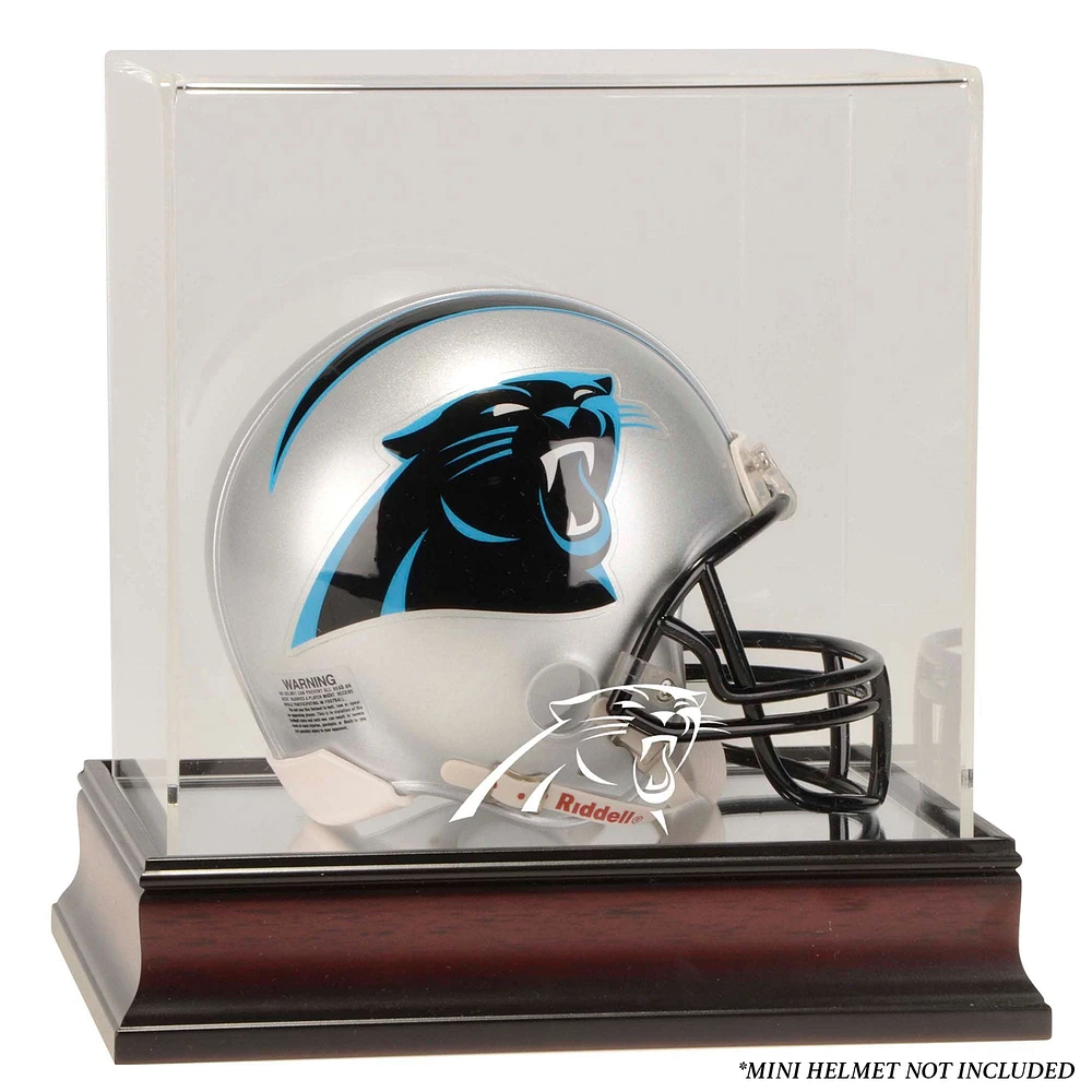Carolina Panthers Mahogany Logo Mini Helmet Display Case