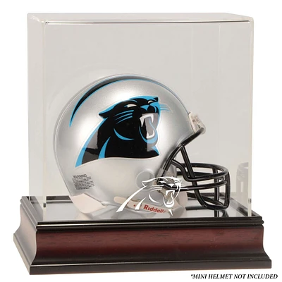 Carolina Panthers Mahogany Logo Mini Helmet Display Case