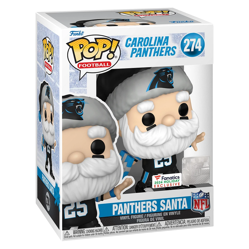 Figurine en vinyle exclusive Fanatics 2024 du Père Noël des Carolina Panthers Funko Pop!