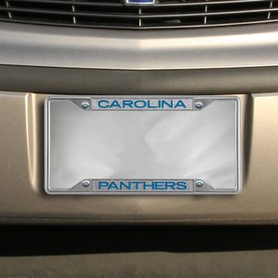 Carolina Panthers Silver Glitter Metal License Plate Frame