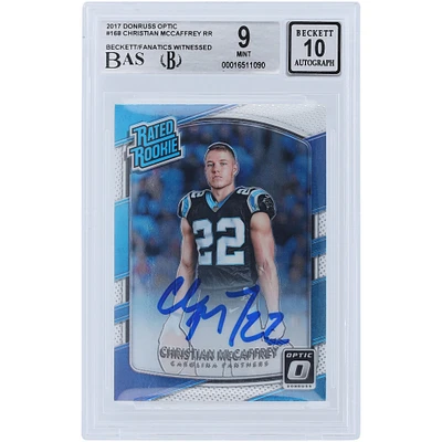 Christian McCaffrey Carolina Panthers Autographed 2017 Panini Donruss Optic Rated Rookie #168 Beckett Fanatics Witnessed Authenticated 9/10 Rookie Card