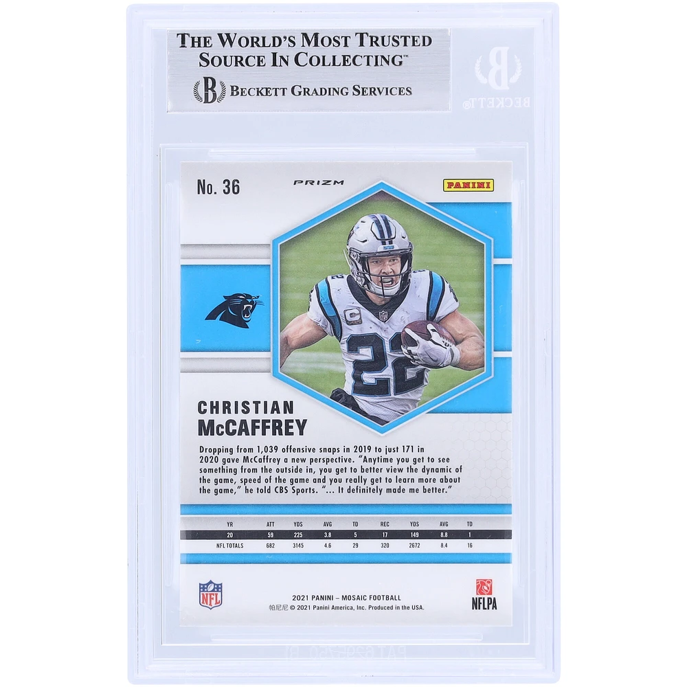 Christian McCaffrey Carolina Panthers Autographed 2021 Panini Mosaic Honeycomb #36 Beckett Fanatics Witnessed Authenticated Card 