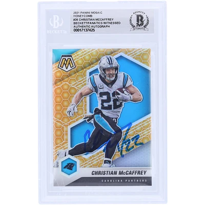 Christian McCaffrey Carolina Panthers Autographed 2021 Panini Mosaic Honeycomb #36 Beckett Fanatics Witnessed Authenticated Card 