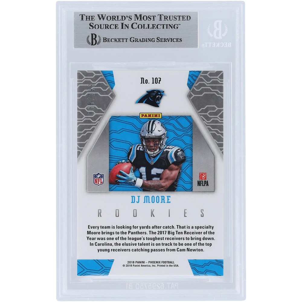 D.J. Moore Carolina Panthers Autographed 2018 Panini Phoenix Pink Prizm #107 #/199 Beckett Fanatics Witnessed Authenticated Rookie Card