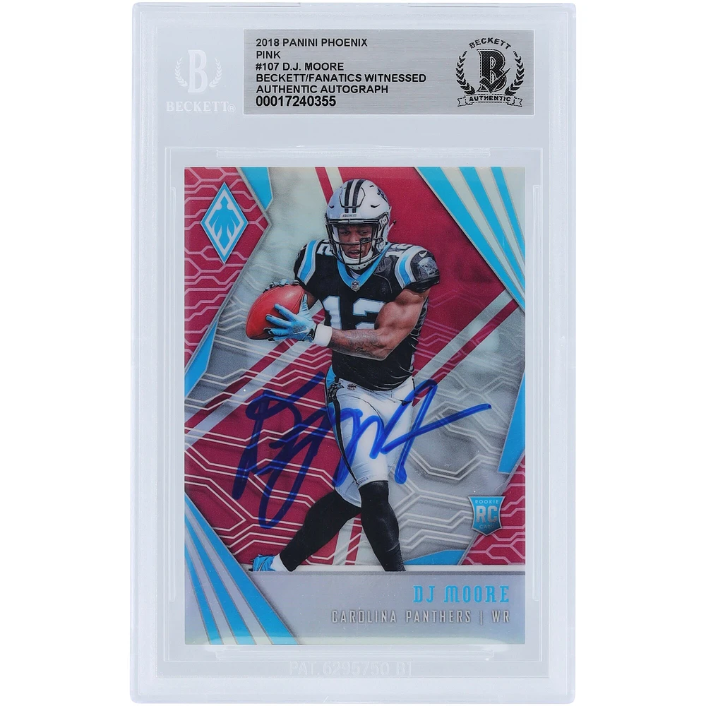 D.J. Moore Carolina Panthers Autographed 2018 Panini Phoenix Pink Prizm #107 #/199 Beckett Fanatics Witnessed Authenticated Rookie Card
