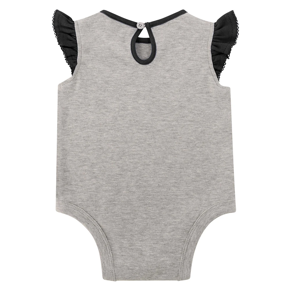 Ensemble body, jupe et chaussons trois pièces pour filles, gris chiné/noir Carolina Panthers