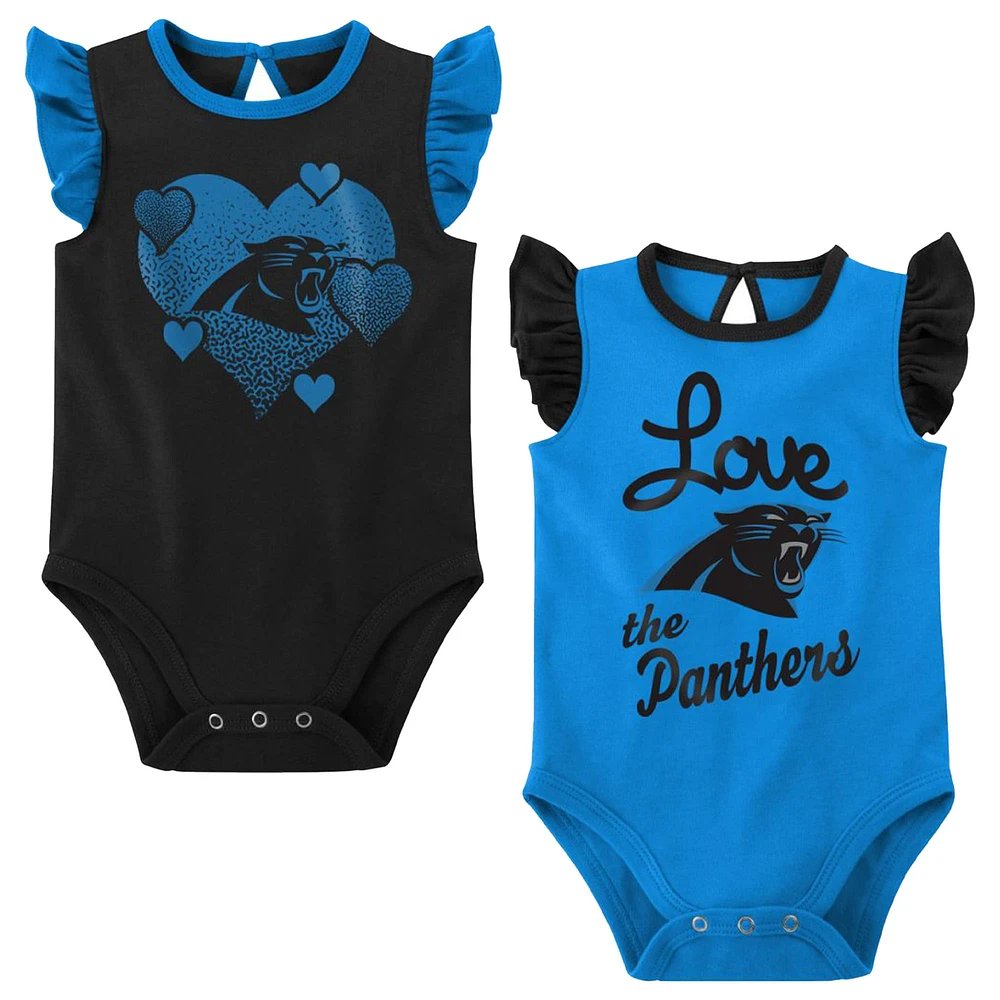 Girls Newborn & Infant Black/Blue Carolina Panthers Spread the Love 2-Pack Bodysuit Set