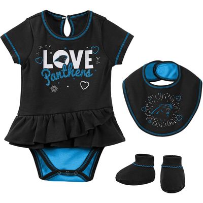 Girls Newborn & Infant Black Carolina Panthers Play Your Best Bodysuit Bib Booties Set