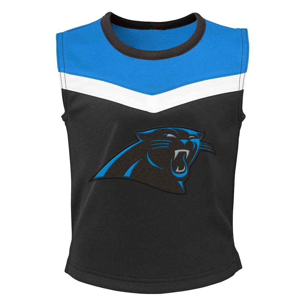 Girls Preschool Black Carolina Panthers Spirit Cheerleader Two-Piece Set with Bloomers