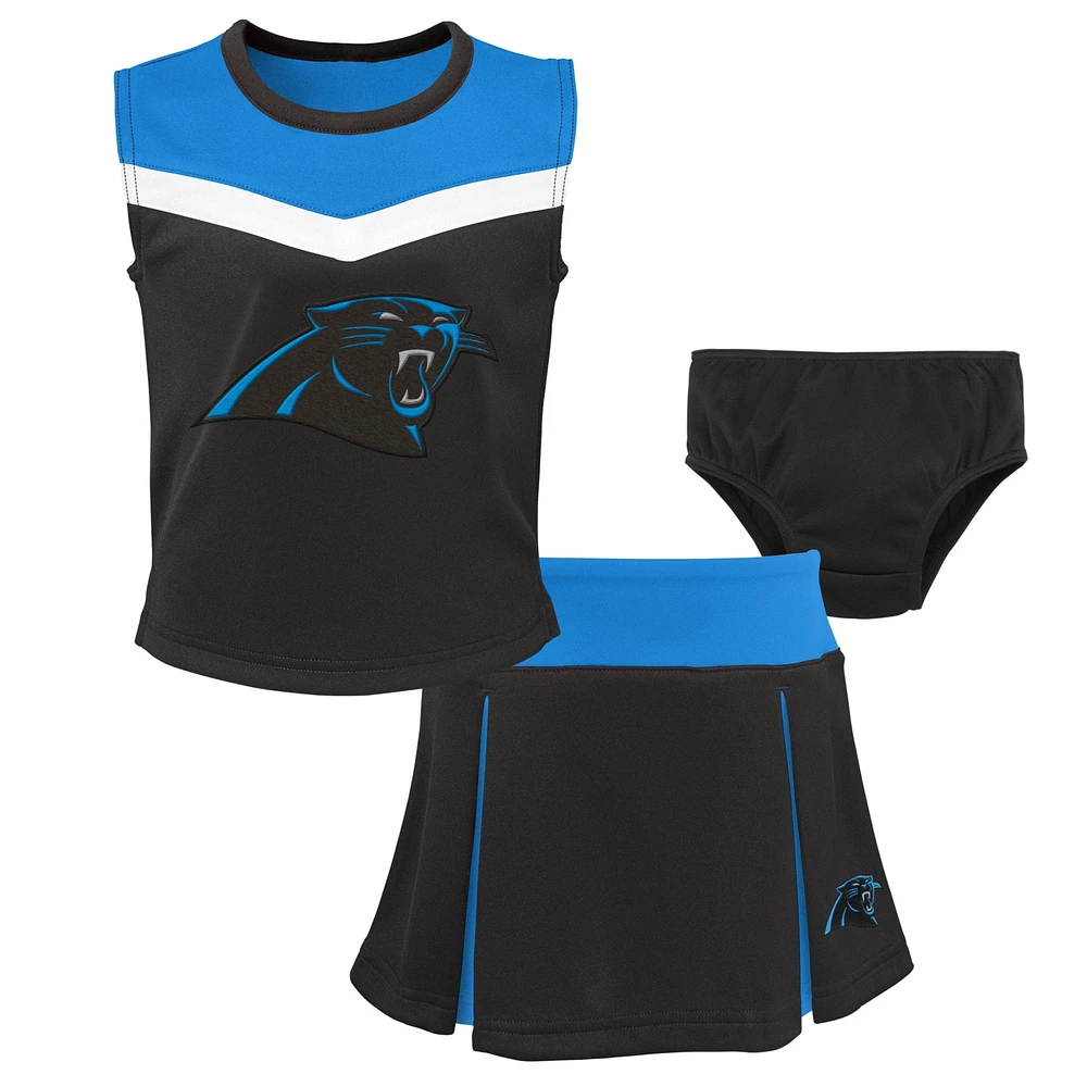 Ensemble deux pièces de pom-pom girl Spirit Carolina Panthers noirs pour filles d'âge préscolaire avec bloomers