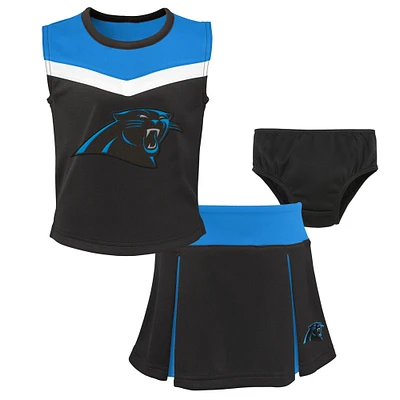 Ensemble deux pièces de pom-pom girl Spirit Carolina Panthers noirs pour filles d'âge préscolaire avec bloomers