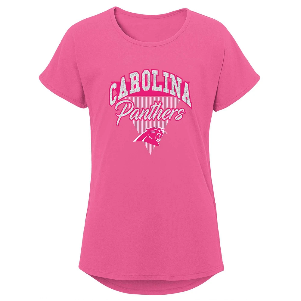 Girls Youth Pink Carolina Panthers Playtime Dolman T-Shirt