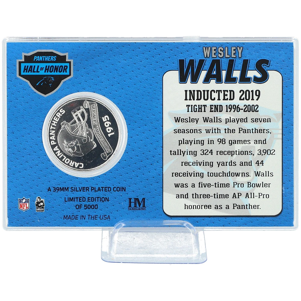 Highland Mint Wesley Walls Carolina Panthers 2019 Hall of Honor Coin Card