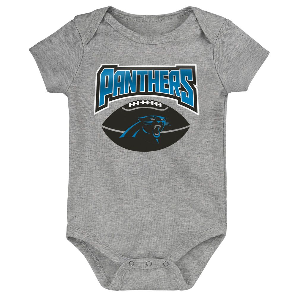 Infant Black/Blue/Heathered Gray Carolina Panthers 3-Pack Game On Bodysuit Set