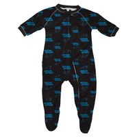 Infant Black Carolina Panthers Piped Raglan Full Zip Sleeper