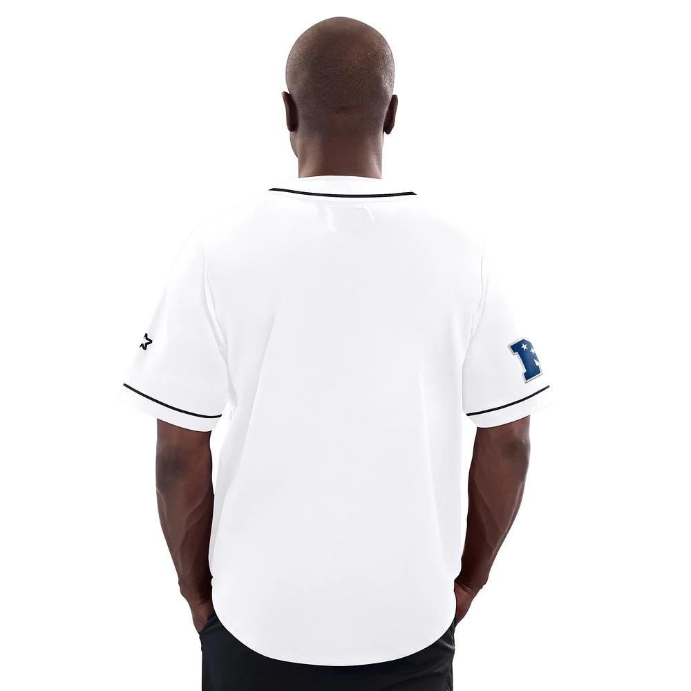 Maillot de baseball blanc à boutons complets pour homme Carolina Panthers Starter Relay