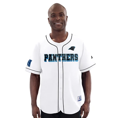 Maillot de baseball blanc à boutons complets pour homme Carolina Panthers Starter Relay