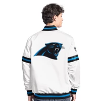 Men's Starter  White Carolina Panthers Scout Full-Snap Varsity Jacket