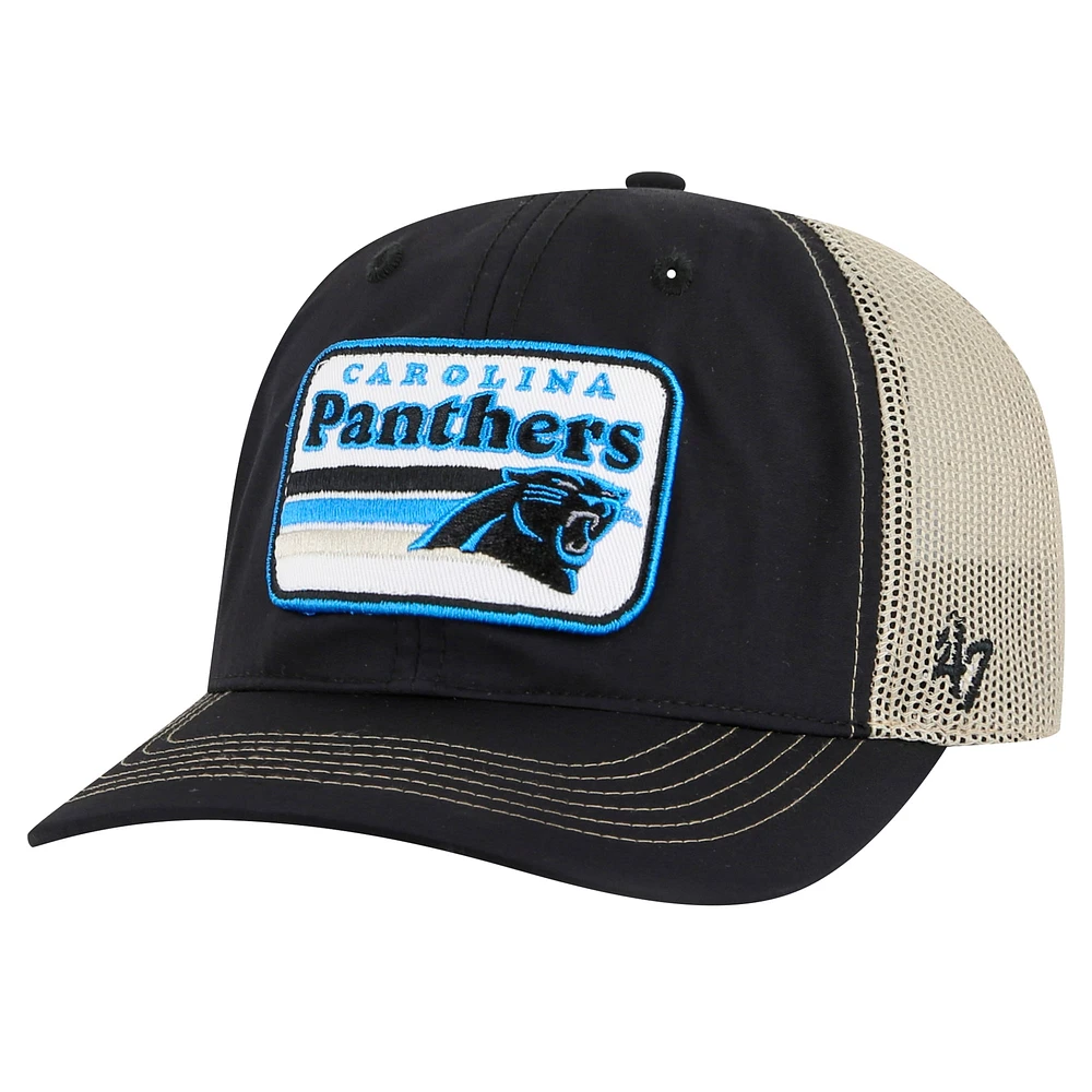 Men's '47 Black/Natural Carolina Panthers Campscape Relaxed Trucker Adjustable Hat